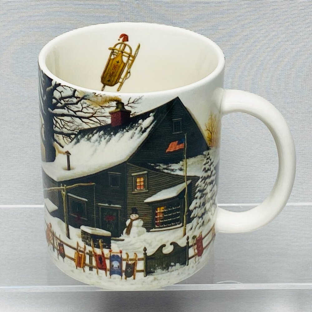 Charles Wysocki Cocoa Break At The Copperfields Winter Mug AMCAL 16 oz